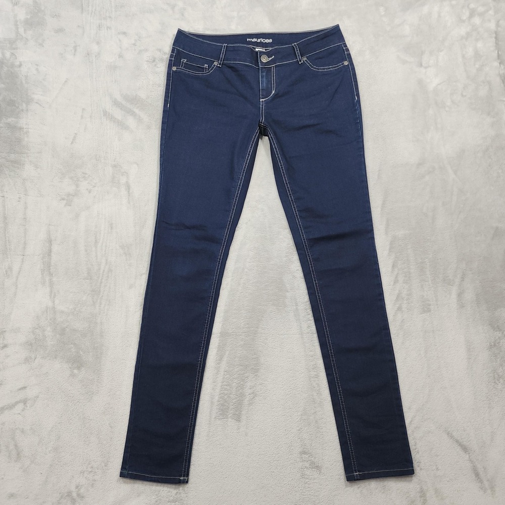 Maurices Jeans Womens L-LONG Blue Dark Wash Mid Rise Skinny Stretch Denim Casual
